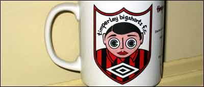 A proud possession: my timperley bigshorts fc (founded 1985) mug, bought at The Junction, Cambridge, in Feb 1993