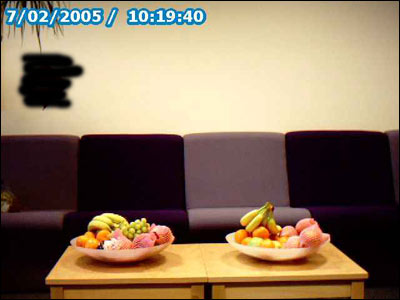 Monday 7-Feb-2005 at 10:19am and 40 seconds, precisely (with erased company logo)
