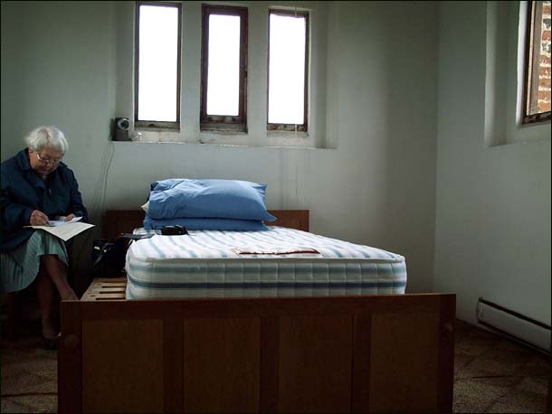 Bedroom with visitor