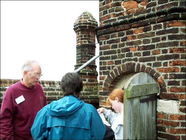 Visitors coming out on to the roof