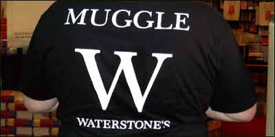 Back view of one of the limited edition Waterstone's T-shirts worn by the staff on the big day